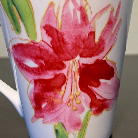 Paula Deen AMARYLLIS Mauve Pink Floral Ceramic Teacup Coffee Cup Mug - Picture 2 of 10